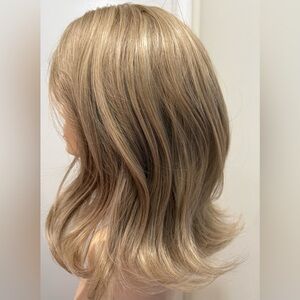 HAIR, 15” Straight/Slight Wave , Center Part, Bangs, Medium Blonde